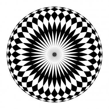 Soyut dairesel motifi, siyah beyaz, vektör çizim geometrik mandala