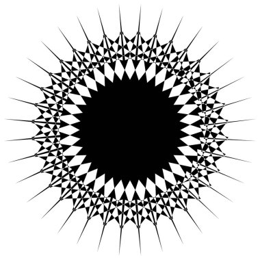 Soyut dairesel motifi, siyah beyaz, vektör çizim geometrik mandala