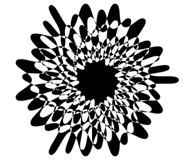 Soyut dairesel motifi, siyah beyaz, vektör çizim geometrik mandala