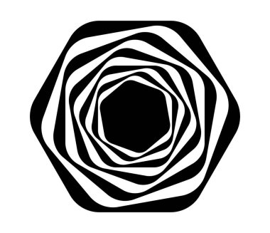 Abstract circular motif, geometric mandala in black and white, vector illustration clipart