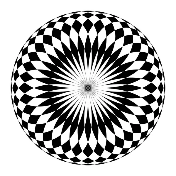 Soyut dairesel motifi, siyah beyaz, vektör çizim geometrik mandala