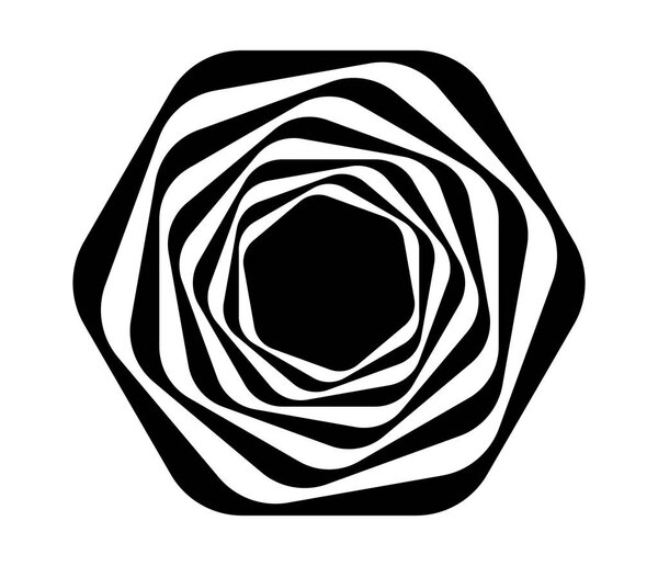 Abstract circular motif, geometric mandala in black and white, vector illustration