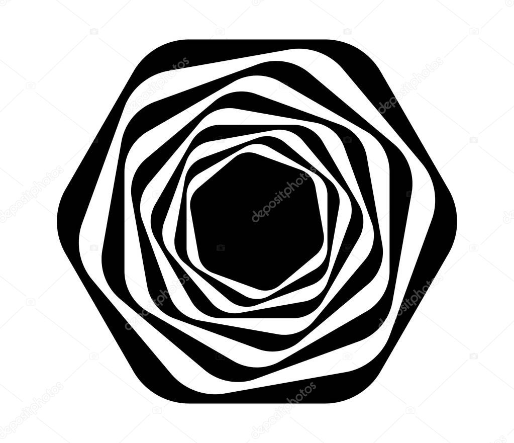 Abstract circular motif, geometric mandala in black and white, vector illustration