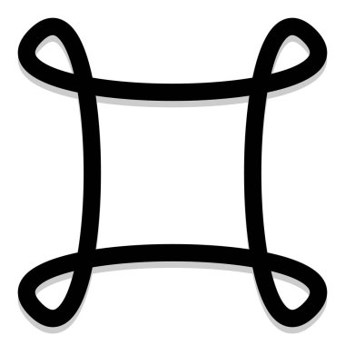 Soyut düğüm 4 kenarlara sahip. Tek renkli sembol, vektör çizim