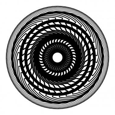 Soyut geometrik motif, konsantrik Radyal öğe üzerinde beyaz, vektör çizim