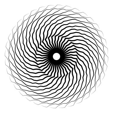 Soyut geometrik motif, konsantrik Radyal öğe üzerinde beyaz, vektör çizim