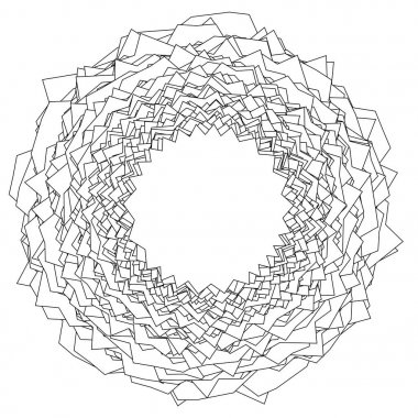 Öğe istasyonlu Krinkıl, buruşuk hatları ile. Soyut siyah-beyaz vektör çizim