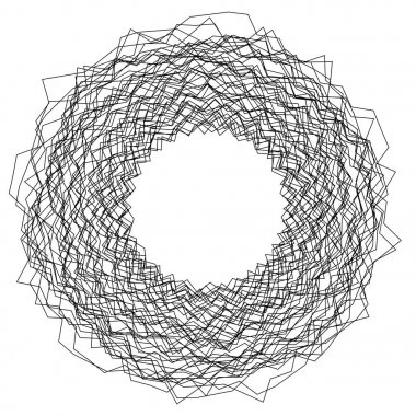 Öğe istasyonlu Krinkıl, buruşuk hatları ile. Soyut siyah-beyaz vektör çizim