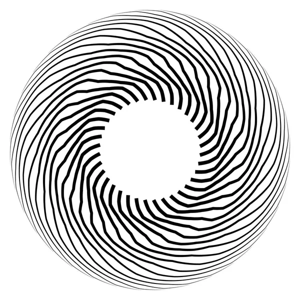 Motif Géométrique Abstrait Élément Radial Concentrique Sur Blanc Illustration Vectorielle — Image vectorielle