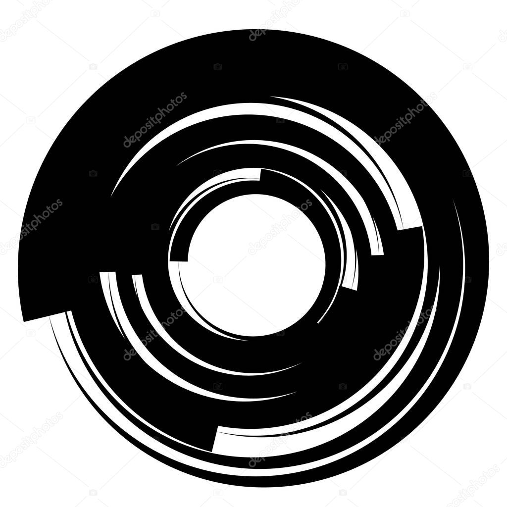 Spiral, vortex elements. Swirl, twirl shape on white, vector illustration