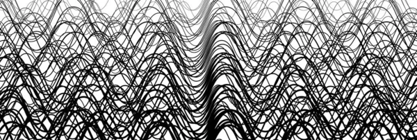 Random wavy, zig-zag lines abstract art texture, background. Sin —  Vetores de Stock