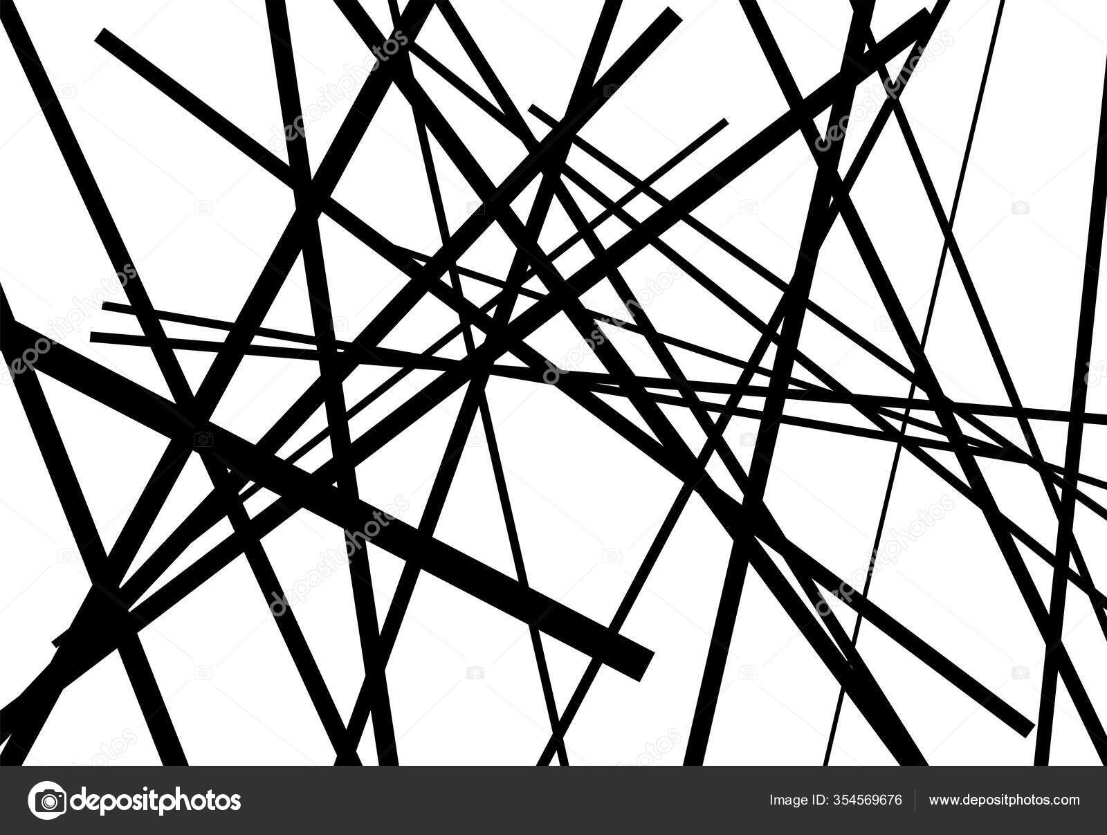 ランダムで混沌とした線で幾何学的芸術を抽象化 直線の交差線の
