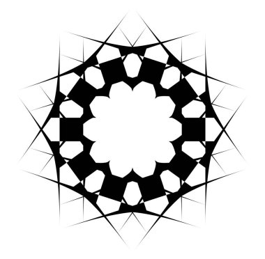 Dairesel ve dairesel soyut mandalalar, motifler, dekorasyon tasarım unsurları. Siyah ve beyaz üretici geometrik ve soyut sanat şekilleri