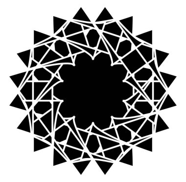 Dairesel ve dairesel soyut mandalalar, motifler, dekorasyon tasarım unsurları. Siyah ve beyaz üretici geometrik ve soyut sanat şekilleri