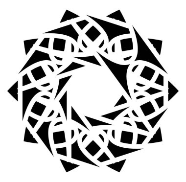 Dairesel ve dairesel soyut mandalalar, motifler, dekorasyon tasarım unsurları. Siyah ve beyaz üretici geometrik ve soyut sanat şekilleri