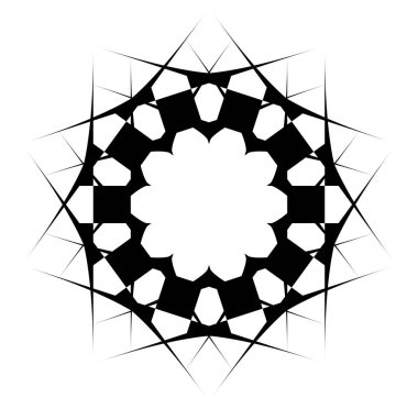 Dairesel ve dairesel soyut mandalalar, motifler, dekorasyon tasarım unsurları. Siyah ve beyaz üretici geometrik ve soyut sanat şekilleri