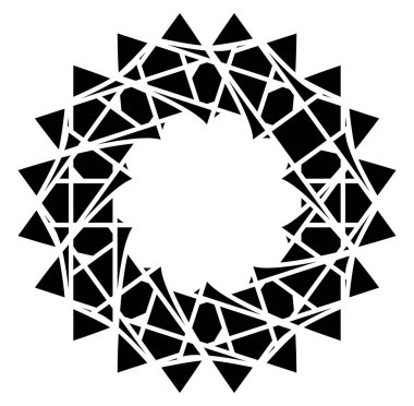 Dairesel ve dairesel soyut mandalalar, motifler, dekorasyon tasarım unsurları. Siyah ve beyaz üretici geometrik ve soyut sanat şekilleri