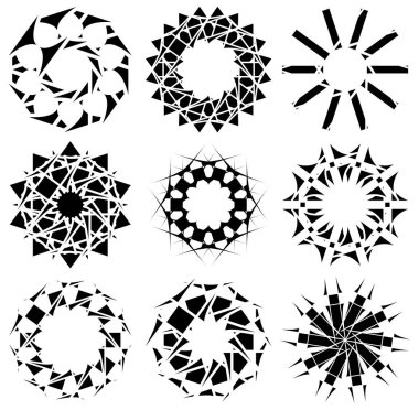 Güzel siyah mandala seti