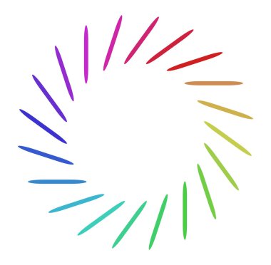 Dairesel ve radyal soyut mandalalar, motifler, spektrum renkleriyle dekorasyon tasarımı elemanları. Üretken geometrik ve soyut sanat şekilleri