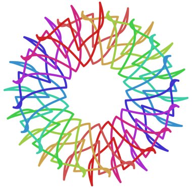 Dairesel ve radyal soyut mandalalar, motifler, spektrum renkleriyle dekorasyon tasarımı elemanları. Üretken geometrik ve soyut sanat şekilleri