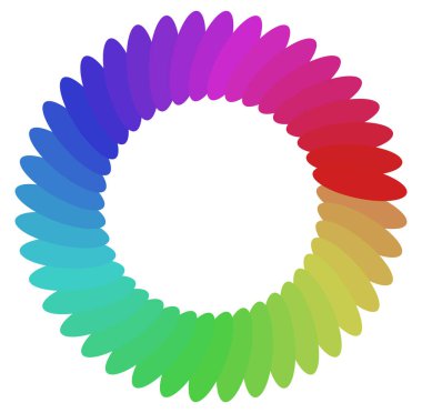 Dairesel ve radyal soyut mandalalar, motifler, spektrum renkleriyle dekorasyon tasarımı elemanları. Üretken geometrik ve soyut sanat şekilleri