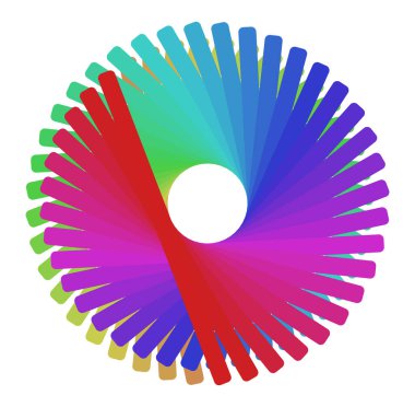 Dairesel ve radyal soyut mandalalar, motifler, spektrum renkleriyle dekorasyon tasarımı elemanları. Üretken geometrik ve soyut sanat şekilleri