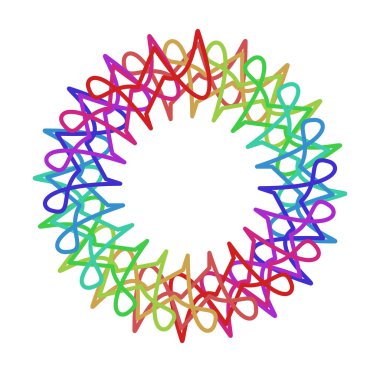 Dairesel ve radyal soyut mandalalar, motifler, spektrum renkleriyle dekorasyon tasarımı elemanları. Üretken geometrik ve soyut sanat şekilleri