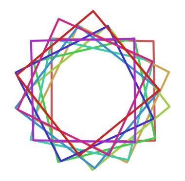 Dairesel ve radyal soyut mandalalar, motifler, spektrum renkleriyle dekorasyon tasarımı elemanları. Üretken geometrik ve soyut sanat şekilleri