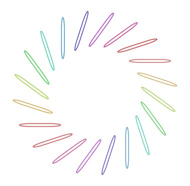 Dairesel ve radyal soyut mandalalar, motifler, spektrum renkleriyle dekorasyon tasarımı elemanları. Üretken geometrik ve soyut sanat şekilleri