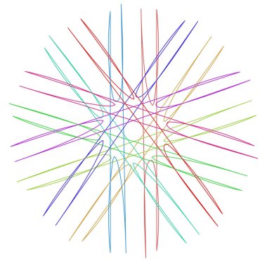 Dairesel ve radyal soyut mandalalar, motifler, spektrum renkleriyle dekorasyon tasarımı elemanları. Üretken geometrik ve soyut sanat şekilleri