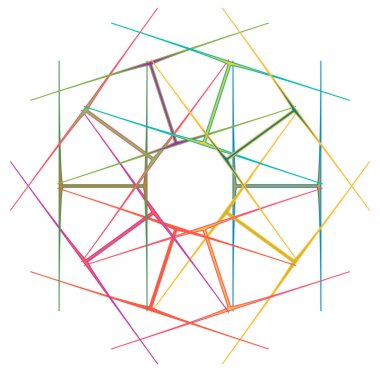 Renkli dairesel ve radyal soyut mandalalar, motifler, dekorasyon tasarım elemanları. Üretken geometrik ve soyut sanat şekilleri