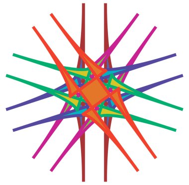 Renkli dairesel ve radyal soyut mandalalar, motifler, dekorasyon tasarım elemanları. Üretken geometrik ve soyut sanat şekilleri