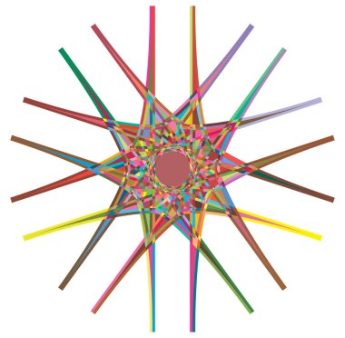 Renkli dairesel ve radyal soyut mandalalar, motifler, dekorasyon tasarım elemanları. Üretken geometrik ve soyut sanat şekilleri