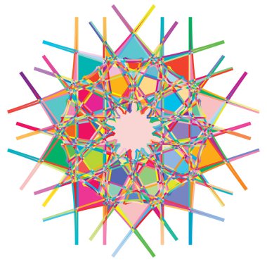 Renkli dairesel ve radyal soyut mandalalar, motifler, dekorasyon tasarım elemanları. Üretken geometrik ve soyut sanat şekilleri