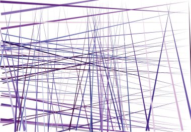 Rastgele, kaotik çizgileri olan renkli mor soyut geometrik sanat. Düz geçiş, kesişen çizgiler doku, çizgiler desen