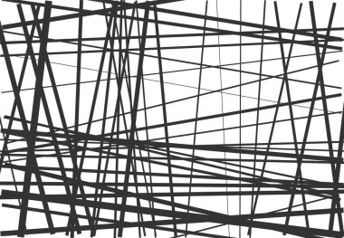Rastgele, kaotik ve dinamik çizgileri olan soyut geometrik sanat. Düz çizgi, kesişen düzensiz çizgiler, çizgiler, desen