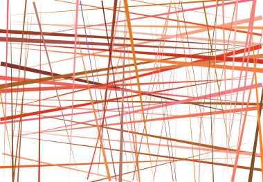 Renkli turuncu, kırmızı soyut geometrik sanat ve rastgele, kaotik çizgiler. Düz geçiş, kesişen çizgiler doku, çizgiler desen