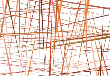 Renkli turuncu, kırmızı soyut geometrik sanat ve rastgele, kaotik çizgiler. Düz geçiş, kesişen çizgiler doku, çizgiler desen