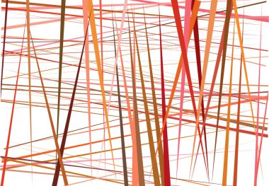 Renkli turuncu, kırmızı soyut geometrik sanat ve rastgele, kaotik çizgiler. Düz geçiş, kesişen çizgiler doku, çizgiler desen