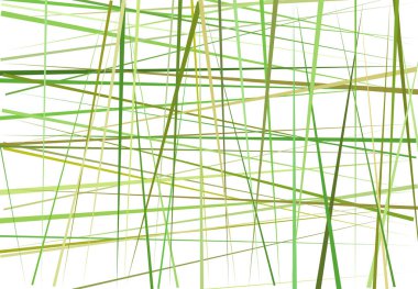 Rastgele ve kaotik çizgileri olan renkli yeşil soyut geometrik sanat. Düz geçiş, kesişen çizgiler doku, çizgiler desen