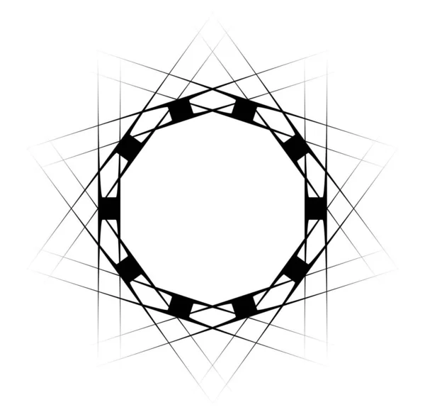 Kruhové Radiální Abstraktní Mandaly Motivy Dekorační Prvky Designu Černobílé Generativní — Stockový vektor