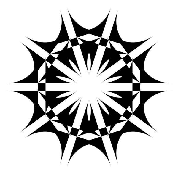 Circulaire Radiale Abstracte Mandala Motieven Decoratie Design Elementen Zwart Wit — Stockvector