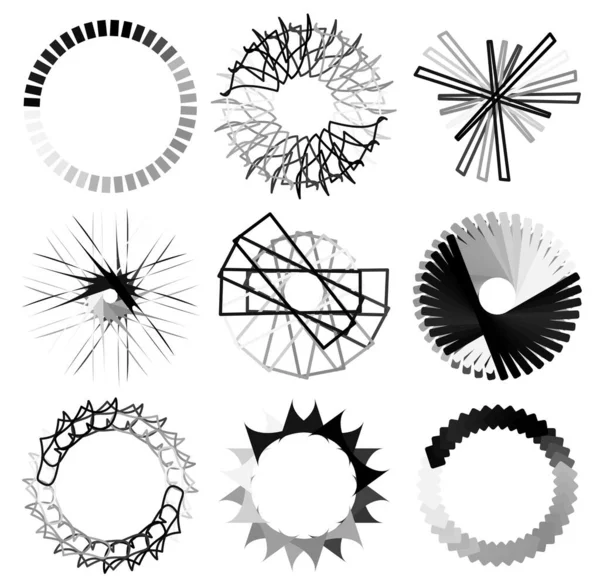 Mandala Circolare Radiale Astratta Motivi Elementi Decorativi Design Forme Geometriche — Vettoriale Stock