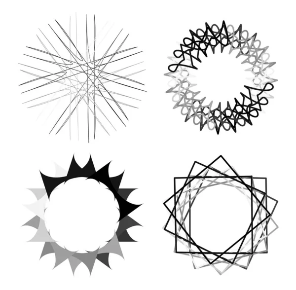 Mandalas Abstractos Circulares Radiales Motivos Elementos Diseño Decoración Formas Geométricas — Vector de stock