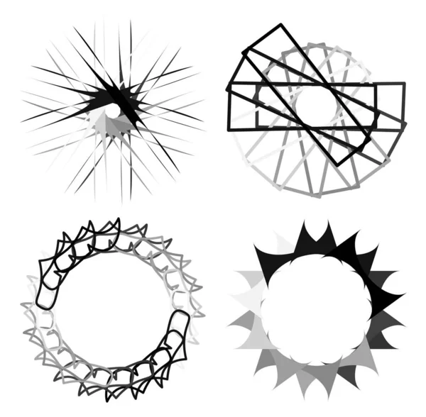 Mandalas Abstractos Circulares Radiales Motivos Elementos Diseño Decoración Formas Geométricas — Vector de stock