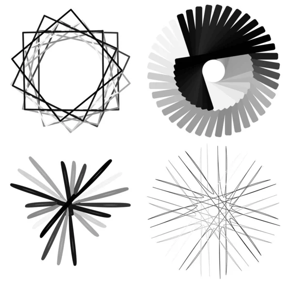 Mandalas Abstractos Circulares Radiales Motivos Elementos Diseño Decoración Formas Geométricas — Vector de stock