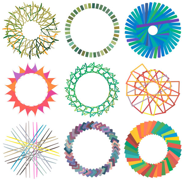 Цветные круглые и радиальные абстрактные мандалы, мотивы, элементы оформления. Генерирующие геометрические и абстрактные формы искусства

