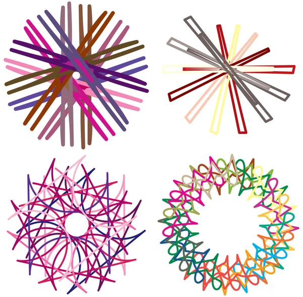 Farbige Runde Und Radiale Abstrakte Mandalas Motive Dekorationselemente Generative Geometrische — Stockvektor