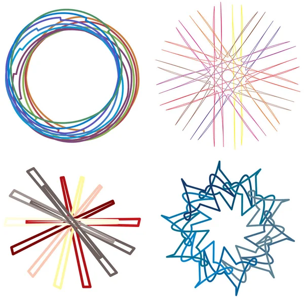 Mandalas Abstractos Circulares Radiales Colores Motivos Elementos Diseño Decoración Formas — Vector de stock