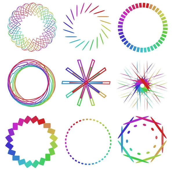 圆形和径向抽象曼陀罗 装饰设计元素与光谱颜色 生成几何和抽象艺术形状 — 图库矢量图片
